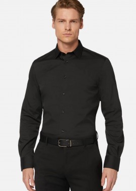 BOGGI MILANO - Boggi Milano ανδρικό πουκάμισο μονόχρωμο Slim Fit - BO22C009803 Μαύρο