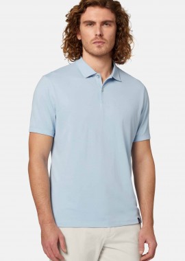 BOGGI MILANO - Boggi Milano ανδρική πόλο μπλούζα πικέ Regular Fit - BO24P031606 Μπλε Ανοιχτό