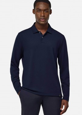 BOGGI MILANO - Boggi Milano ανδρική μπλούζα πόλο μονόχρωμη Regular Fit - BO25P004002 Μπλε Σκούρο