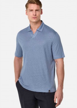 Boggi Milano ανδρική μπλούζα πόλο μονόχρωμη Regular Fit - BO25P035108 Μπλε