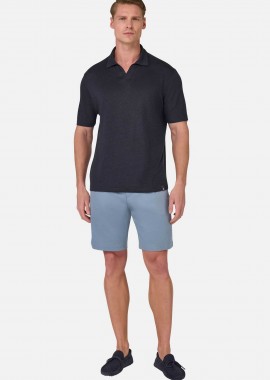 BOGGI MILANO - Boggi Milano ανδρική βερμούδα μονόχρωμη Regular Fit - BO25P037406 Μπλε