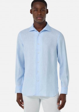 Boggi Milano ανδρικό λινό πουκάμισο Regular Fit - BO25P004705 Σιελ