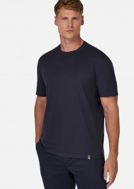 BOGGI MILANO - Boggi Milano ανδρικό T-shirt μονόχρωμο Regular Fit - BO25P046101 Μπλε Σκούρο