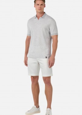 BOGGI MILANO - Boggi Milano ανδρική βερμούδα μονόχρωμη Regular Fit - BO25P037401 Λευκό