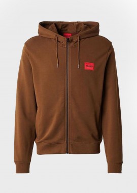 Hugo Boss ανδρική ζακέτα φούτερ με κουκούλα και contrast logo patch Regular Fit 