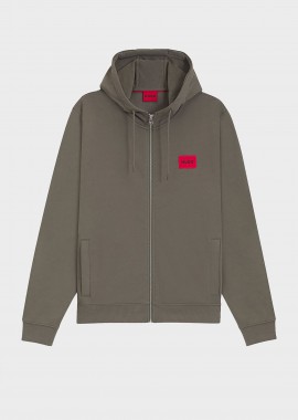 HUGO - Hugo Boss ανδρική ζακέτα φούτερ με κουκούλα και contrast logo patch Regular Fit