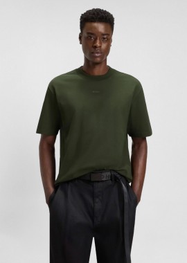 HUGO - Hugo Boss ανδρικό T-shirt μονόχρωμο βαμβακερό με ανάγλυφο λογότυπο