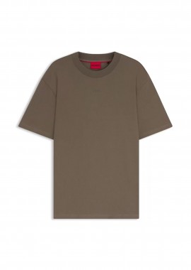 HUGO - Hugo Boss ανδρικό T-shirt μονόχρωμο βαμβακερό με ανάγλυφο λογότυπο