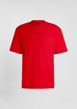 HUGO - Hugo Boss ανδρικό T-shirt μονόχρωμο βαμβακερό με ανάγλυφο λογότυπο