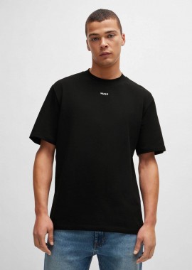 Hugo Boss ανδρικό T-shirt μονόχρωμο βαμβακερό με ανάγλυφο λογότυπο 