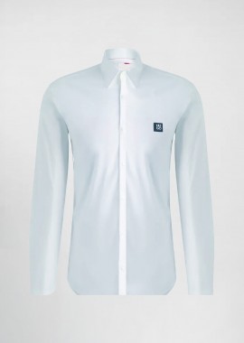 HUGO - Hugo Boss ανδρικό πουκάμισο μονόχρωμο με logo patch - 50505315 Λευκό