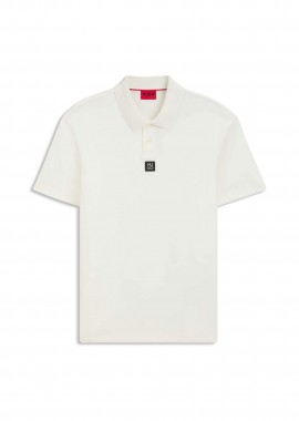 HUGO - Hugo Boss ανδρική μπλούζα πόλο μονόχρωμη με logo patch Regular Fit