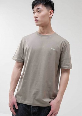 HUGO - Hugo Boss ανδρικό T-shirt μονόχρωμο με ανάγλυφο λογότυπο Regular Fit