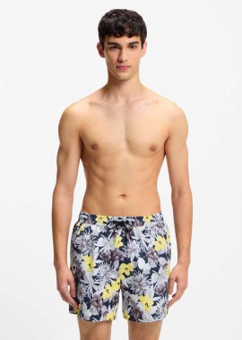 Hugo Boss ανδρικό μαγιό με floral print και ελαστική μέση 