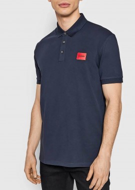 HUGO - Hugo Boss ανδρική μπλούζα πόλο μονόχρωμη με λογότυπο