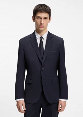 Hugo Boss ανδρικό σακάκι μονόχρωμο Slim Fit - 50540157 Μπλε Σκούρο