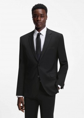 HUGO - Hugo Boss ανδρικό σακάκι μονόχρωμο Slim Fit - 50540157 Μαύρο