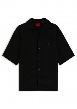 Hugo Boss ανδρικό πουκάμισο μονόχρωμο με λογότυπο Oversized Fit 