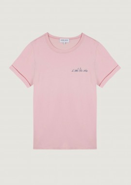 MAISON LABICHE - Maison Labiche γυναικείο βαμβακερό T-shirt με κεντημένο lettering ''C’est La Vie'' - VWPOITOUCLAVIE Ροζ