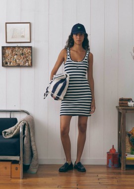 MAISON LABICHE - Maison Labiche γυναικείο mini πλεκτό αμάνικο φόρεμα με ριγέ σχέδιο