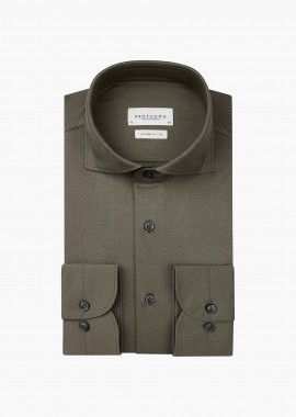 PROFUOMO - Profuomo ανδρικό πουκάμισο Twill Japanese knitted Slim Fit - PPVH30046E Χακί