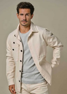 PROFUOMO - Profuomo ανδρικό overshirt με τσέπες Loose Fit - PPWF10011A Κρέμ