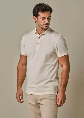 PROFUOMO - Profuomo ανδρική πικέ μπλούζα πόλο Normal Fit - PPWD10020A Κρέμ