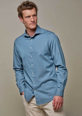 PROFUOMO - Profuomo ανδρικό denim πουκάμισο Slim Fit - PPWH30050A Denim Blue