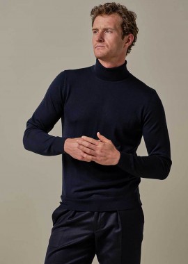 PROFUOMO - Profuomo ανδρικό μάλλινο πουλόβερ ζιβάγκο Regular Fit - PPWJ30005H Σκούρο Μπλε