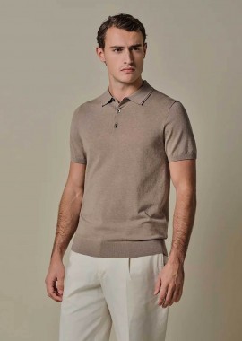 PROFUOMO - Profuomo ανδρική μπλούζα πόλο με μετάξι Regular Fit - PP2D00001C Μπεζ