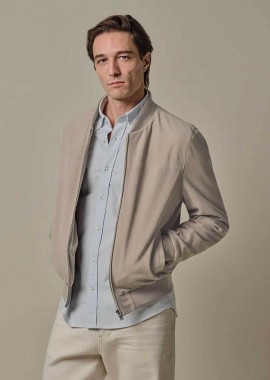 Profuomo ανδρικό suede bomber jacket Normal Fit - PPXU10010A Μπεζ