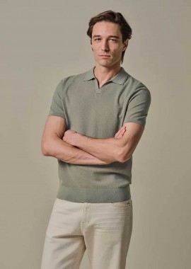 PROFUOMO - Profuomo ανδρική κοντομάνικη μπλούζα πόλο open collar Regular Fit - PPXD10009D Πράσινο Ανοιχτό