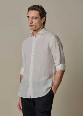 PROFUOMO - Profuomo ανδρικό λινό πουκάμισο Slim Fit - PPXH10017A Λευκό