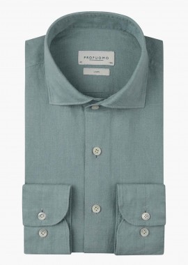 PROFUOMO - Profuomo ανδρικό λινό πουκάμισο Slim Fit - PPXH10017L Μπλε Ανοιχτό