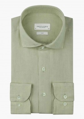 PROFUOMO - Profuomo ανδρικό λινό πουκάμισο Slim Fit - PPXH10017M Πράσινο Ανοιχτό