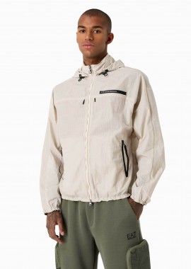 EA7 ανδρικό μπουφάν με κουκούλα και λογότυπο Oversized Fit - 3DPB19PNFVZ Μπεζ