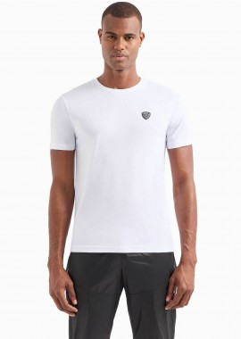 EA7 - EA7 ανδρικό T-shirt με logo patch Slim Fit - 8NPT16PJRGZ Λευκό