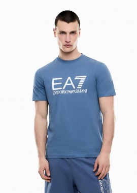EA7 - EA7 ανδρικό T-shirt με λογότυπο Slim Fit - 7M001412AF22264 Μπλε Ανοιχτό