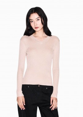 ARMANI EXCHANGE - Armani Exchange γυναικεία πλεκτή μπλούζα με V λαιμόκοψη - XW001874AF11957 Μπεζ