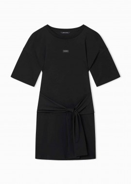 ARMANI EXCHANGE - Armani Exchange γυναικείο mini φόρεμα με λογότυπο και ζώνη - XW002085AF10356 Μαύρο