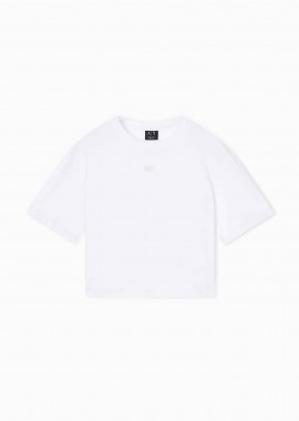 ARMANI EXCHANGE - Armani Exchange γυναικείο cropped T-shirt με monogram Regular Fit - XW001836AF10356 Λευκό