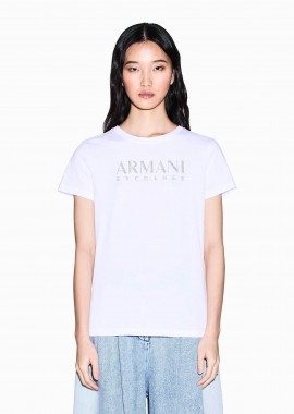 ARMANI EXCHANGE - Armani Exchange γυναικείο T-shirt με λογότυπο από στρας Regular Fit - XW002294AF17172 Λευκό