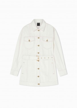ARMANI EXCHANGE - Armani Exchange γυναικείο denim jacket με τσέπες και ζώνη - XW002254AF21335 Λευκό