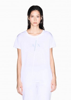 Armani Exchange γυναικείο T-shirt με λογότυπο Relaxed Fit - XW001712AF10356 Λευκό