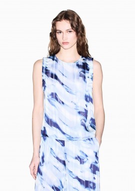 ARMANI EXCHANGE - Armani Exchange γυναικείο αμάνικο τοπ με all-over print - XW002027AF21550 Μπλε