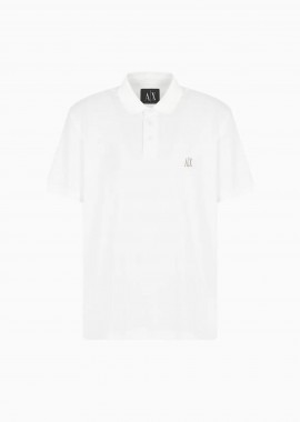 ARMANI EXCHANGE - Armani Exchange ανδρική μπλούζα πόλο μονόχρωμη με ανάγλυφο λογότυπο Regular Fit - XM000367AF13022 Λευκό