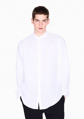 ARMANI EXCHANGE - Armani Exchange ανδρικό λινό πουκάμισο με μάο γιακά - XM001222AF14619 Λευκό