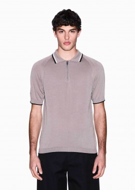 ARMANI EXCHANGE - Armani Exchange ανδρική πλεκτή μπλούζα πόλο με φερμουάρ Regular Fit - XM001977AF20139 Μπεζ