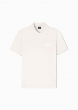 ARMANI EXCHANGE - Armani Exchange ανδρική κοντομάνικη μπλούζα πόλο με logo patch Regular Fit - XM002390AF13026 Κρέμ