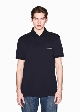 ARMANI EXCHANGE - Armani Exchange ανδρική κοντομάνικη μπλούζα πόλο με logo patch Regular Fit - XM002390AF13026 Σκούρο Μπλε
